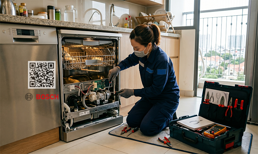 Sửa máy rửa bát Bosch tại Bình Thạnh | Uy tín, Chính hãng 4 Trạm bảo hành Bosch Home VN áp dụng quy trình sửa chữa máy rửa chén Bosch chuyên sâu tại Bình Thạnh